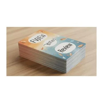 Stack of illustrated cards on textured surface Stock Illustration