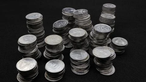 Stack of Indonesian coins isolated Stock Photos