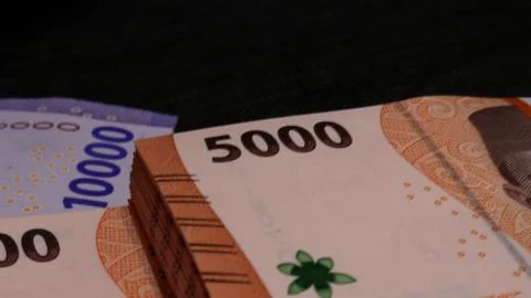 Stack of indonesian currency isolated Stock Photos