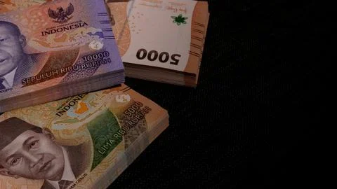 Stack of indonesian currency isolated Stock Photos