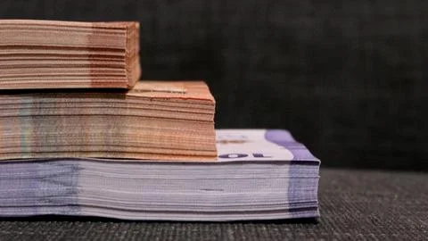 Stack of indonesian currency isolated Stock Photos