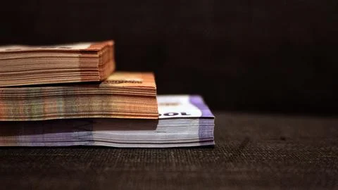 Stack of indonesian currency isolated Stock Photos