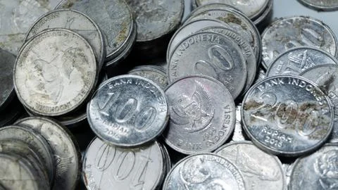 Stack of Indonesian Rupiah currency coins Stock Photos