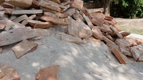 Stack of industrial material on construction site, mountain of sand and Stock Footage 231507136