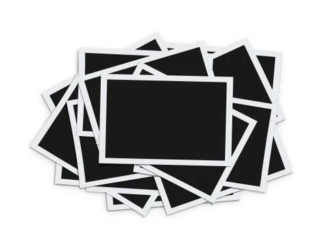 Stack of instant blank photographs isolated on white background Stock Photos