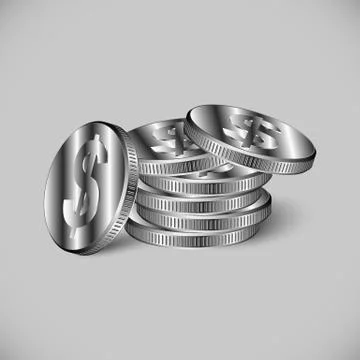Stack of iron coins Stock Illustration