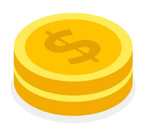Stack of iron or gold coins, money symbol. Dollars, currency. Flat image Stock Illustration