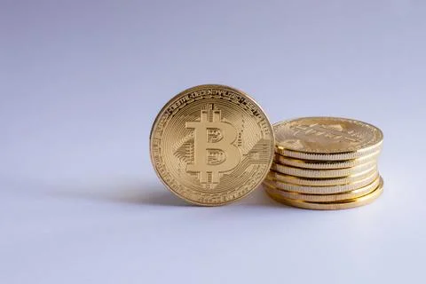 Stack of isolated Bit coins Stock Photos