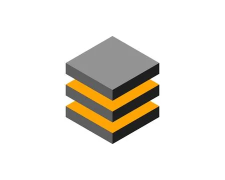 Stack of isometric cubes in grey and orange.  Represents growth, layers, pr.. Stock Illustration