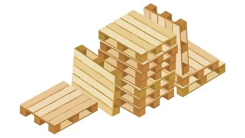 Stack of isometric pallets for warehouse packaging and transportation isolated Illustrazione stock