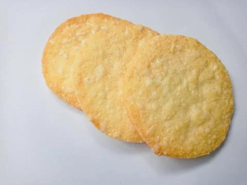 Stack of Japanese rice crackers, Sembei isolated on white Background Stock Photos