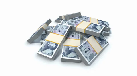 Stack of Japanese Yen bills Stock Footage 39326337