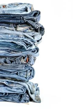 Stack of jeans background Stock Photos