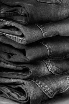 Stack of  jeans (black &amp; white) Stock Photos
