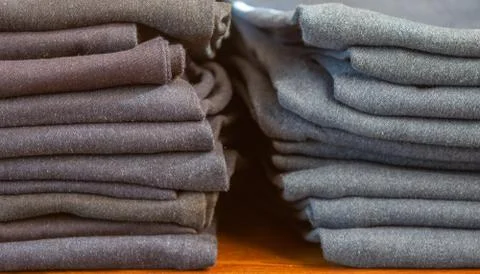 Stack of jeans of different colors Foto stock