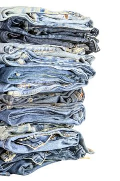Stack of jeans isolate Stock-Fotos