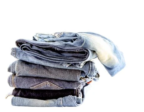 Stack of  jeans isolate on white background Stock-Fotos