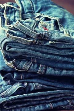 Stack of jeans Stock Photos