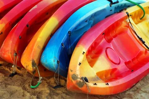 Stack of kayaks Stock Photos