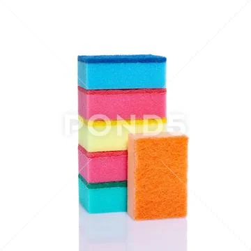 Stack of kitchen sponges Stock Photos