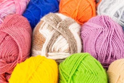 Stack of knitting yarn clews Stock Photos
