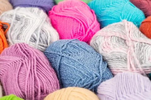 Stack of knitting yarn clews Stock Photos