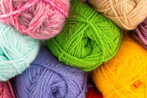 Stack of knitting yarn clews Stock Photos