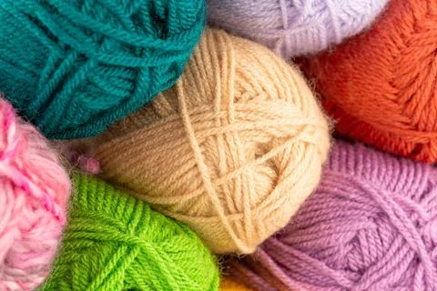 Stack of knitting yarn clews Stock Photos