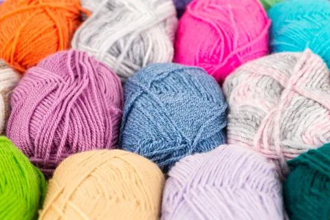 Stack of knitting yarn clews Stock Photos