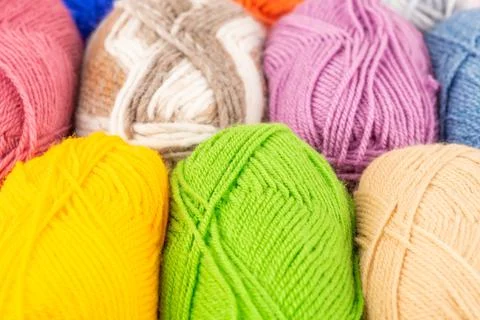 Stack of knitting yarn clews Stock Photos