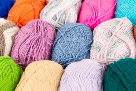 Stack of knitting yarn clews Stock Photos