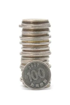 Stack of Korean coins Stock Photos