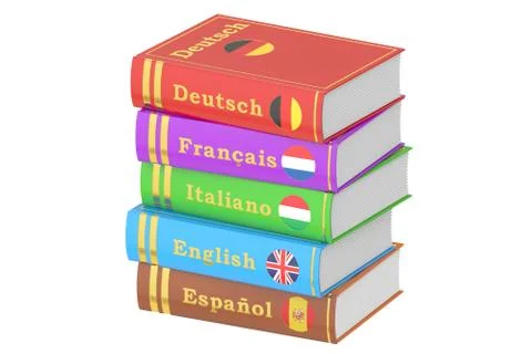 Stack of Languages Books, 3D rendering 스톡 일러스트