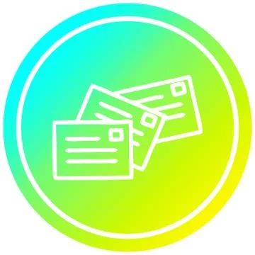 Stack of letters circular in cold gradient spectrum 库存插图