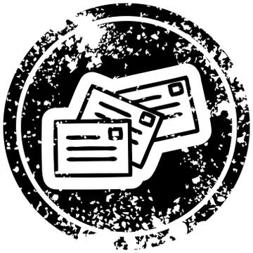 Stack of letters distressed icon Stock Illustration