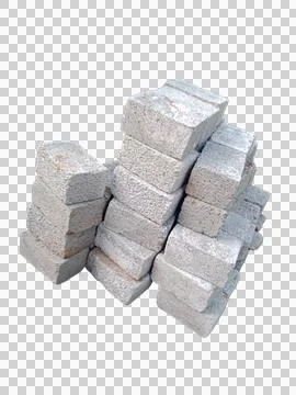 Stack of Light Gray Concrete Bricks on Isolated Background Stock Photos