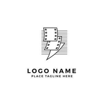 Stack of lightning film strip with line stripes logo brand. thunderbolt movie Stock Illustration