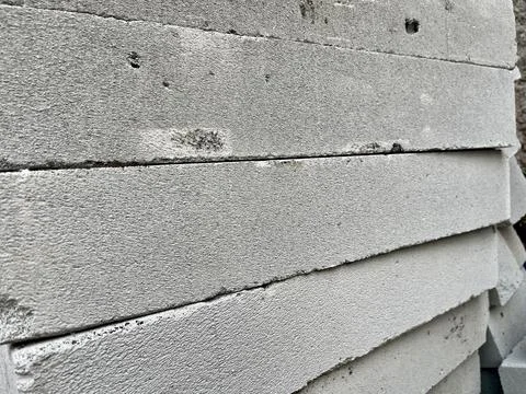 Stack of lightweight aerated concrete blocks stacked neatly Stock Photos