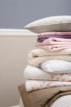 Stack of Linens and Pillows Stock Photos