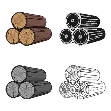 Stack of logs icon in cartoon style isolated on white background. Sawmill and イラスト素材