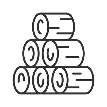 Stack of logs icon, icon in line design. Firewood, timber, forestry, lumber Иллюстрация