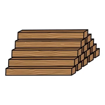 Stack of lumbers icon in cartoon style isolated on white background. Sawmill and Stock Illustration