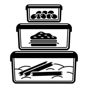 Stack of lunch box icon, simple style Illustrazione stock