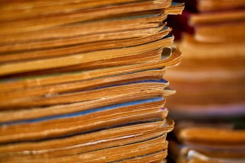 Stack of magazines close up Stock Photos