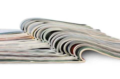 Stack of magazines isolated on white background Foto stock