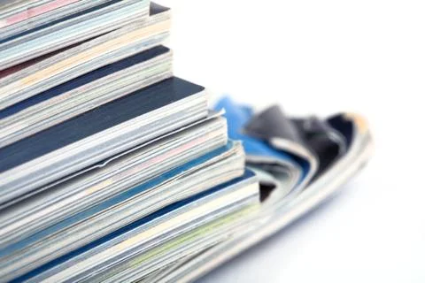 Stack of magazines studio isolated on white Stock Illustration