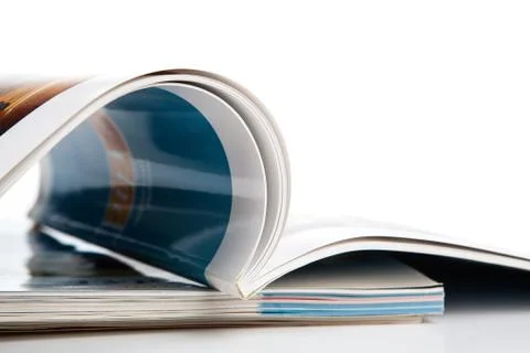Stack of magazines on a white background Stock Photos