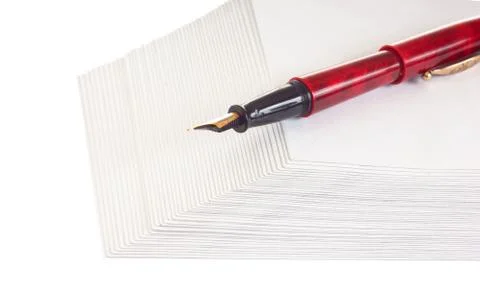 Stack of mail envelopes and a pen Foto stock