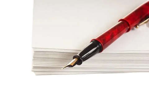 Stack of mail envelopes and a pen Foto stock