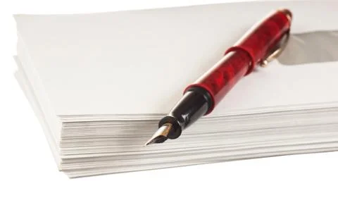 Stack of mail envelopes and a pen Foto stock